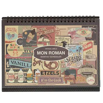 

DIY Handwriting Desktop Schedule Book Calendar Innovative Retro Coil Ornaments Planner Double Sided Flip Calendar Easel Calendar