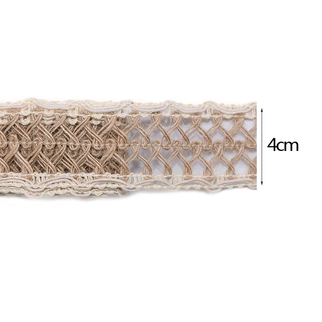 2M 3.5~5cm Width Natural Jute Burlap Roll Ribbon Vintage Hollow Weave Hemp Rope Wedding Party Gift Box Decor Supplies DIY Crafts B03