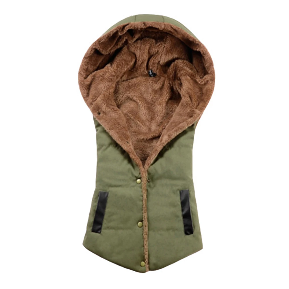 Осенне зимний облегающий женский жилет куртки Теплый хлопковый с капюшоном