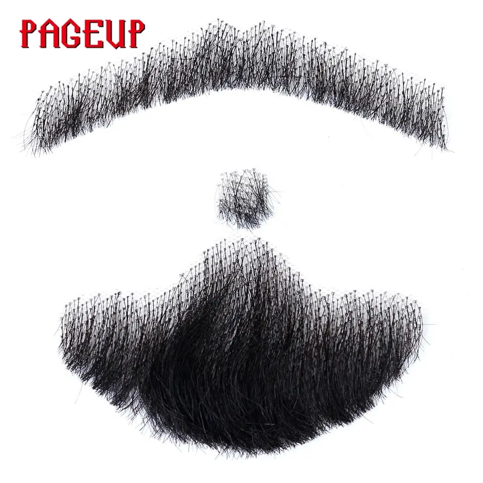 Billig Pageup Nissen Spitze Bart Falschen Bart Für Männer Schnurrbart Hand Made Durch Reale Haar Barba Falsa Cosplay Synthetische Spitze Unsichtbar bärte