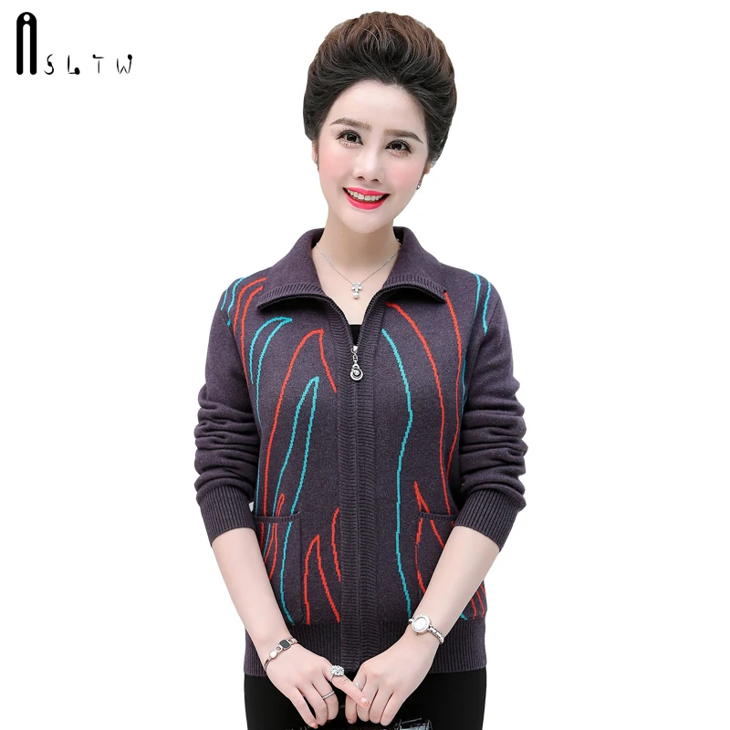 ASLTW геометрический кардиган женский Новый Осень Зима молния толстый пальто для