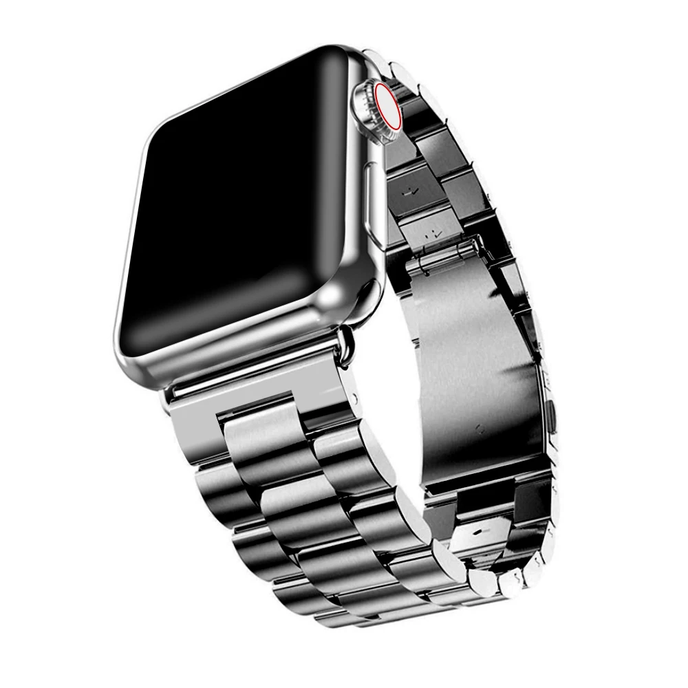 Металлический браслет из нержавеющей стали для apple Watch 5 4 3 2 1 серии 38 мм 40 мм ремешок для iwatch 42 мм 44 мм аксессуары - Цвет ремешка: Black