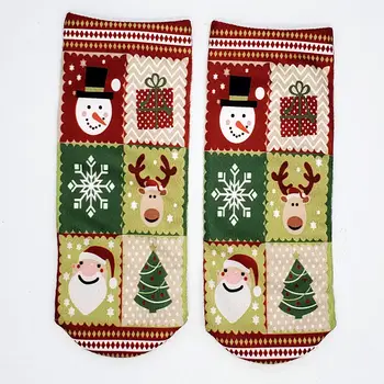 

Christmas Socks Women 3D Printing Low Santa Claus Elk Kawaii Femme Girls Cute Low Cut Ankle Socks Happy New Year Gift