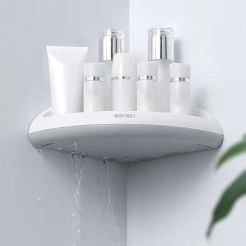 

Creative Wall-mounted Corner Shelf Environmental Protection Drain Triangle Basket Bathroom No Punching Plastic Storage Rack