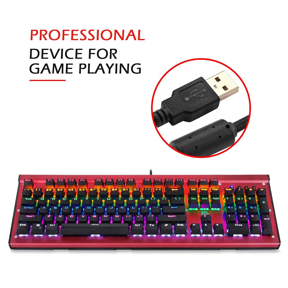 EasySMX SI-2029 Mechanical Keyboard LED Customizable Backlight 50 Million Keystrokes Life 104 Key N-Key Rollover For PC Gamers