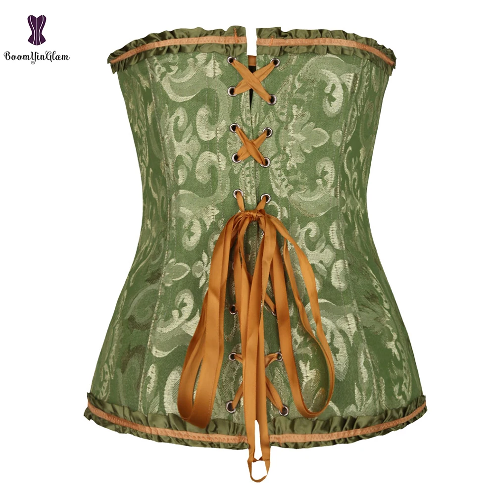 7 Colors Can Be Chosen Women Body Shaper Size XS To 6XL Vintage Pleated Corset Bustier With G String 810#