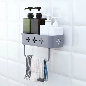 

1Pcs Bathroom Wall Storage Rack Organizer Stick Type Shower Shelf Basket Shampoo Holder Storage Kitchen Bathroom Hardware