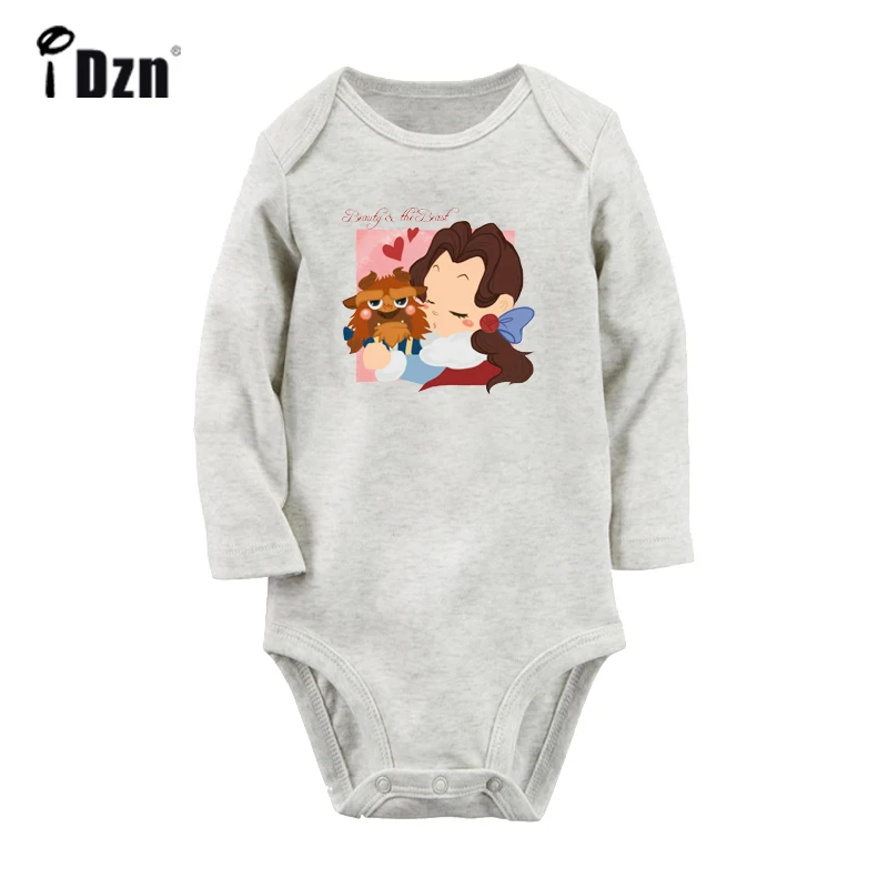 

Cute Cartoon Princess Belle Design Newborn Baby Bodysuit Toddler Long Sleeve Onesies Jumpsuit Cotton Printing Clothes Gift