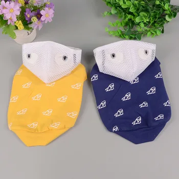 

Small Shark Printed Dog Sweaters with White Hat Pet Clothes for Spring and Summer Newest Style Small Dog Hoodies