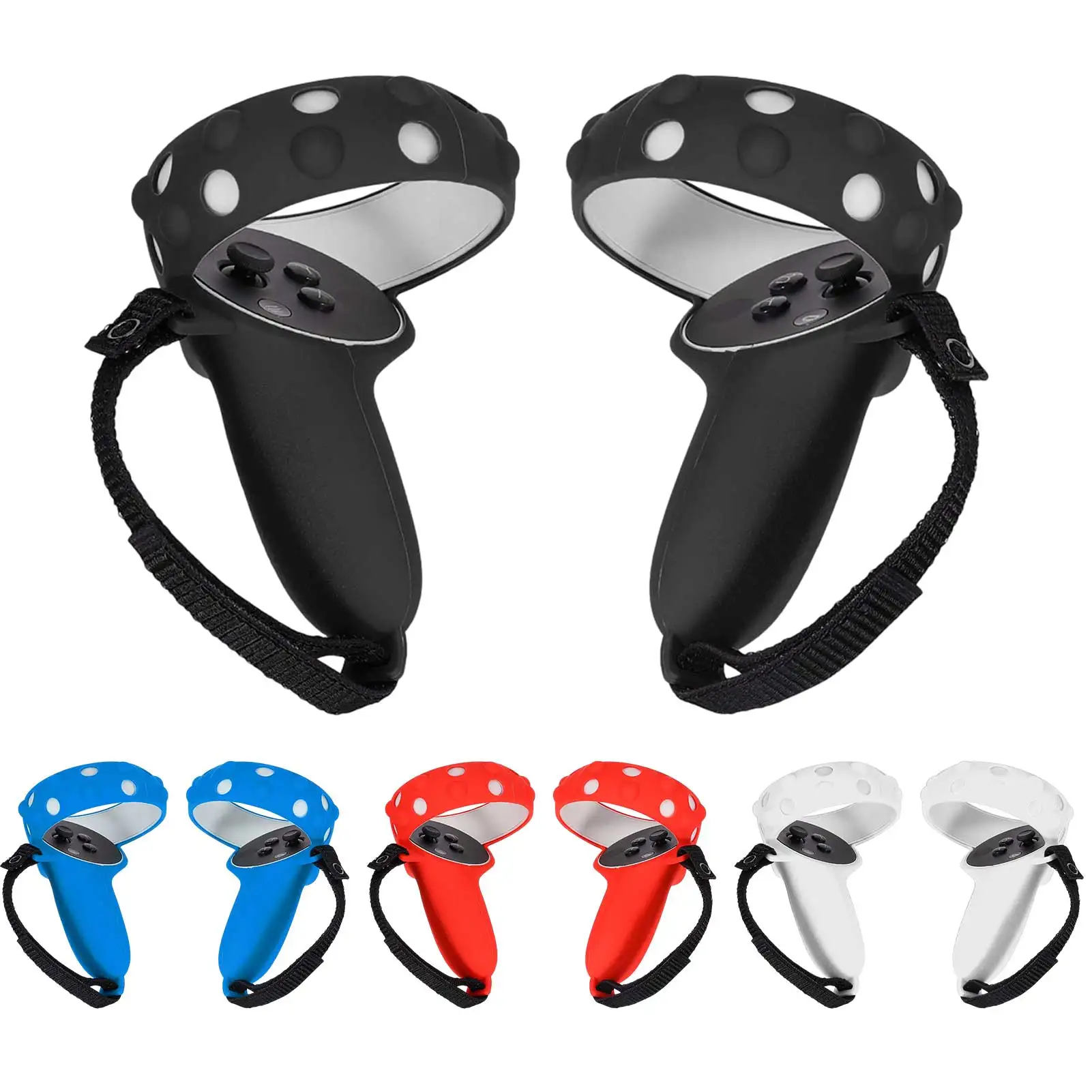 Cubierta de protección para Oculus Quest 2 VR, funda de silicona con mango de controlador Vr, funda de rejilla, funda protectora completa para Quest2