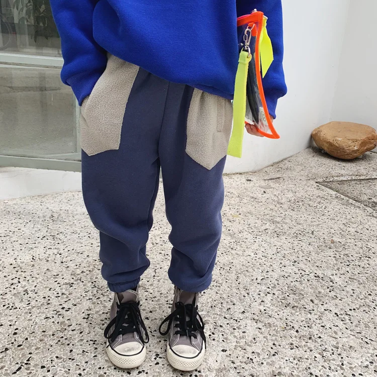 Новые зимние детские удобные вельветовые спортивные штаны с большими карманами свободные длинные штаны для маленьких мальчиков и девочек