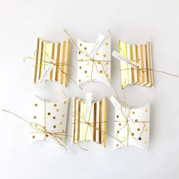 

2020 candy paper packaging gift box коробка упаковка Gold stripes Dot box dot pillow box Christmas candy box подарочная коробка