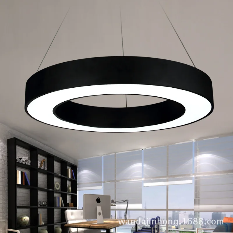 

LED Circle Chandelier Creative Modeling Lamp Ceiling Lamp Simple Office Engineering Ring Light Modern Industrial-Style Lamps