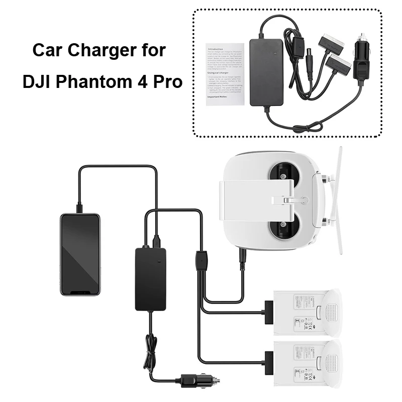 Cargador Dji Phantom 4 Advanced Pro Cargador Paralelo Para DJI Phantom 4 – Carga 3 Baterías Y Mando A La Vez, Incluye Cables, Entrada 100-240V Accesorio Dron Carga Rápida