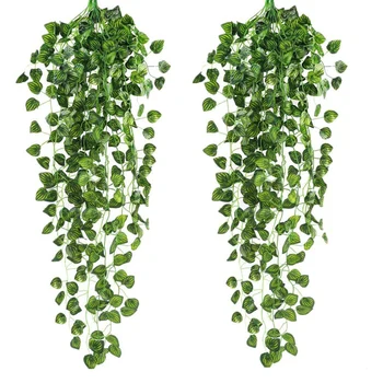 

4Pcs Artificial Ivy Garland Fake Hanging Vine Plants Faux Foliage Garland for Wedding Garden Hanging Basket Decoration