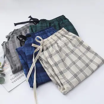 

2020New Trousers Mens Pyjama Plaid Sleep Bottoms Spring Summer Plaid Sleep Bottom Mens Pajama Sleepwear Pants Plus Size men
