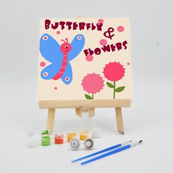 

Canvas Oil Painting By Numbers 20×20cm With Frame For Kid Kit Cartoon Butterfly Picture DIY Acrylic Paint Arts Children Coloring