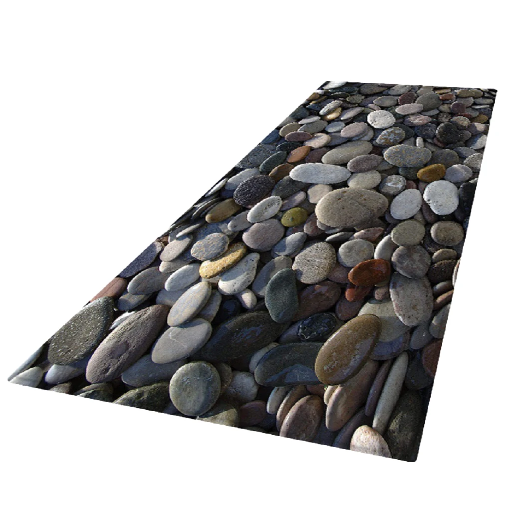 3D Living Room Area Rug Runner Anti-Skid Floor Mat Carpet - Цвет: Pebbles