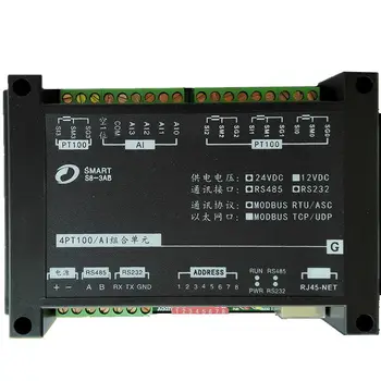 

4channel PT100 temperature thermal resistance acquisition module 4AI input Modbus temperature transmitter cardEthernet10/100Mbps