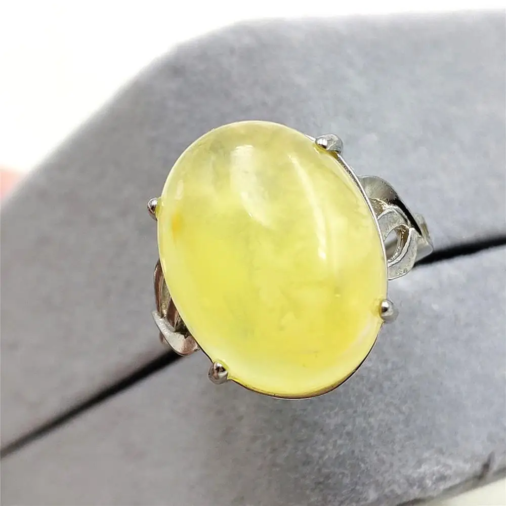 

Natural Yellow Amber Gemstone Adjustable Ring 925 Sterling Silver 18x15mm Women Ring Oval Bead Healing Stone AAAAA