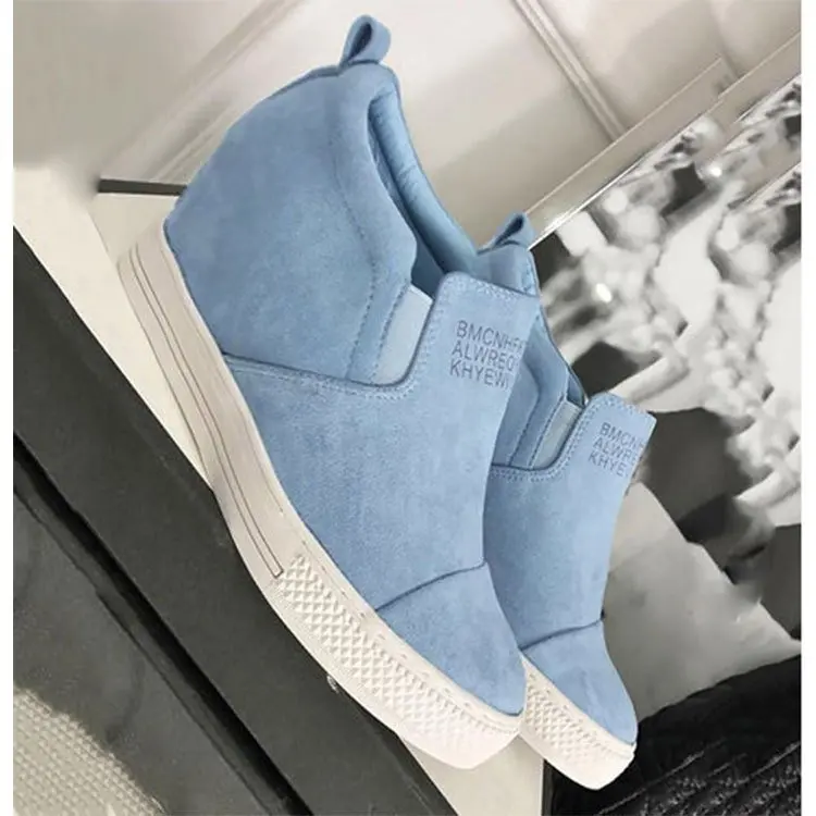 2021 New Pattern Spring Autumn Female Solid Color Wedges Platform Sneakers Hidden Heel Height Increasing Casual Shoes For Women