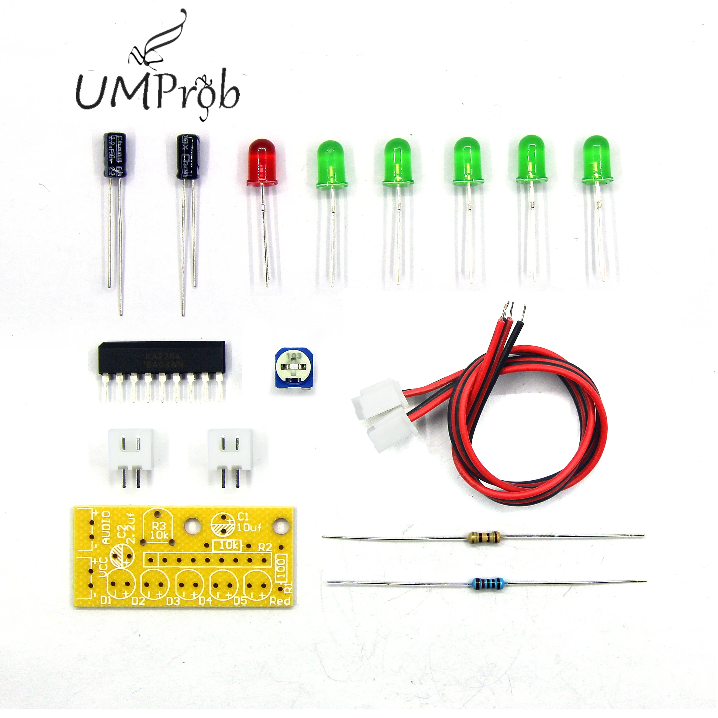 KA2284 3.5-12V DIY KIT Audio Level Indicator Electronic Kit Parts RED Green LED