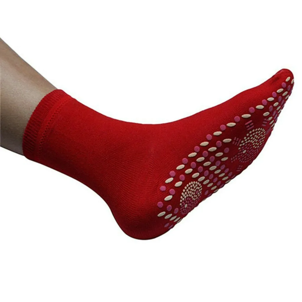1 пара магнитных самонагреваемых носков для ступней с трещинами антифризные Теплые носочки с подогревом носки с подгоном мужские термоноски - Цвет: Красный
