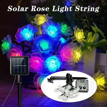 

LED Solar Flower Rose String Lights Outdoor Waterproof Lights String for Wedding Garden Party Christmas Decoration TP899