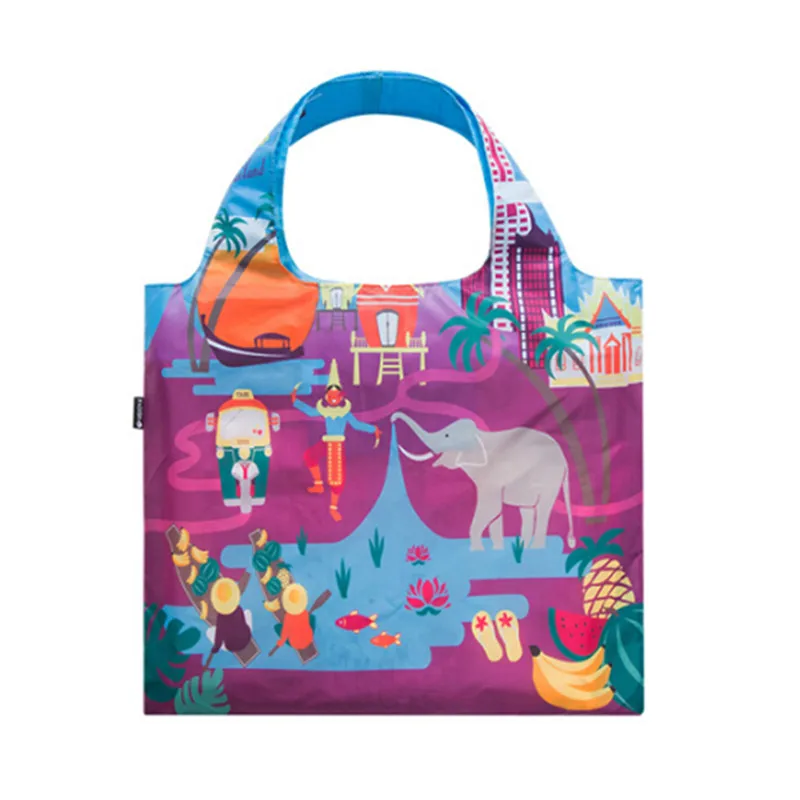 Eco Friendly Shopping Bags Travel Portable Reusable Handbag Women Shoulder Cloth Pouch Foldable Grocery Bulk Organizer