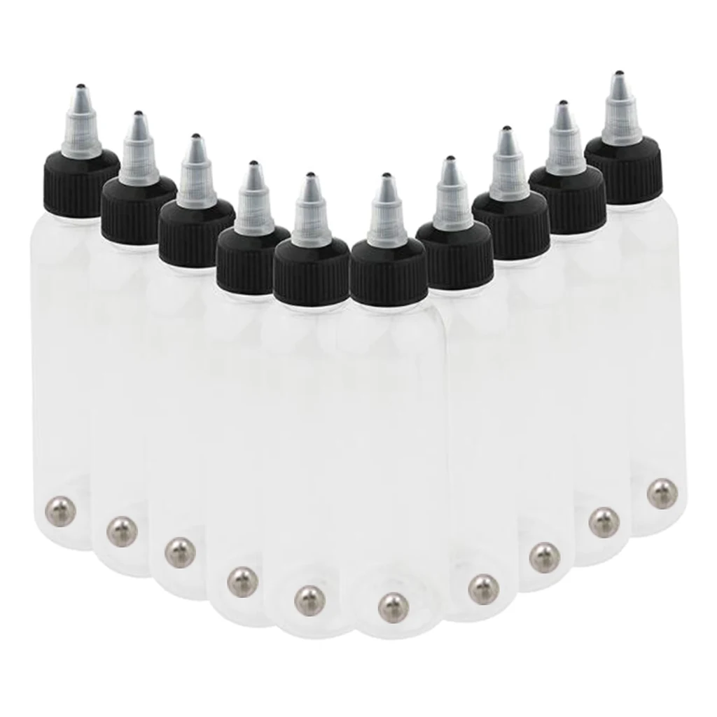 10x 30/50/60/120/250ml Tattoo Airbrush Ink Dispensing Boston Bottles Plastic Container Bottles with Twist Top Cap Airbrushing