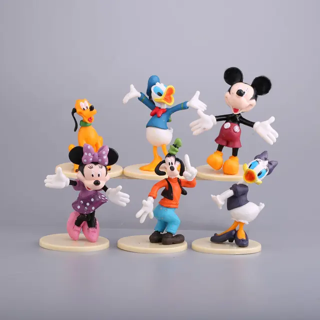 Disney Mickey Figure Doll Mickey Mouse Minnie Donald Duck Daisy Duck Cartoon Collection Figure Toy Cute Mickey Toy Set for Kids 6PCS