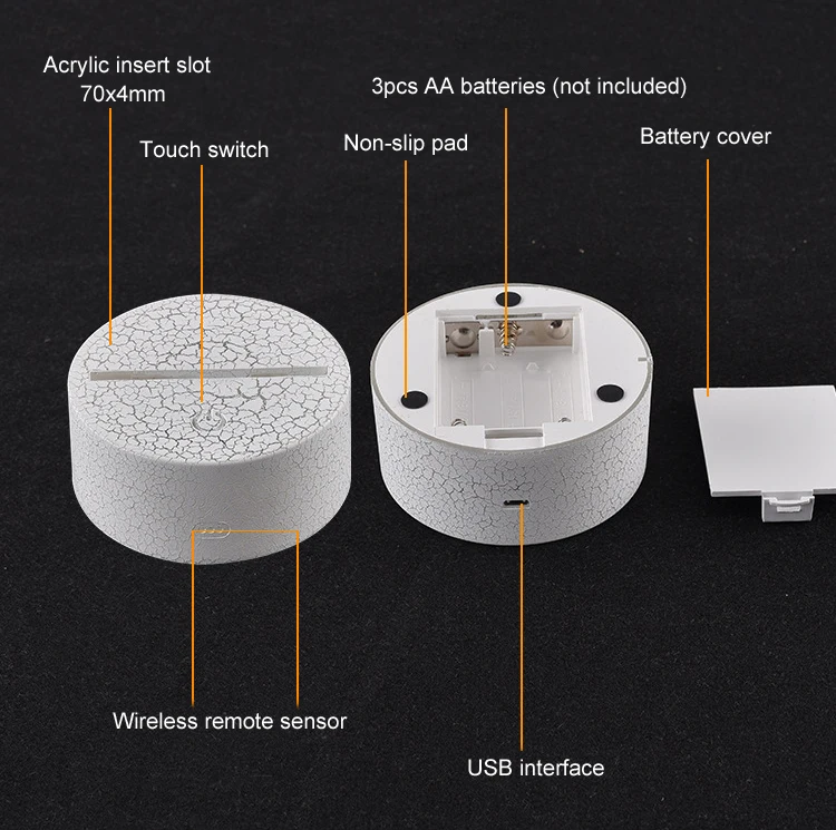 alimentado sensor toque led cor mudando luz