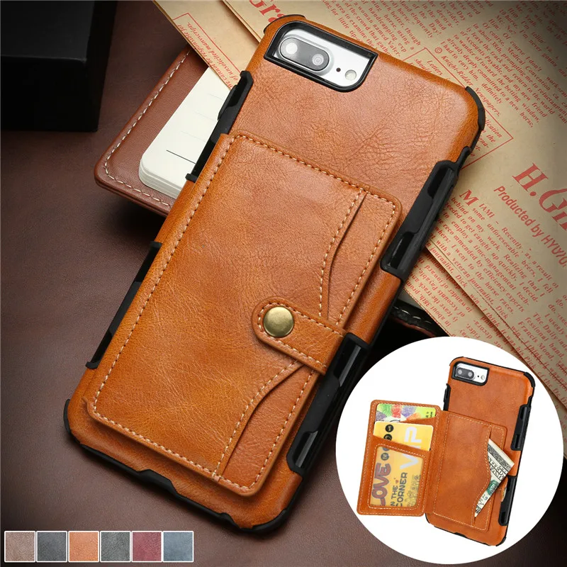 Retro Leather Phone Case for iPhone SE 2020 8 7 6 6S Plus Wallet Cases