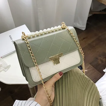 

Crash Pearl organ small square pack PU small bag new single shoulder oblique span package new bag