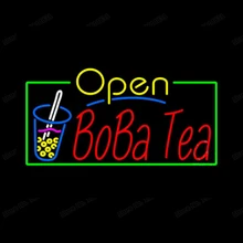 Неоновая вывеска для чая BoBa, ручная работа, Настоящая стеклянная трубка для напитков, бара, магазина, рекламы, украшения дома, неоновые вывески 2" X 18"