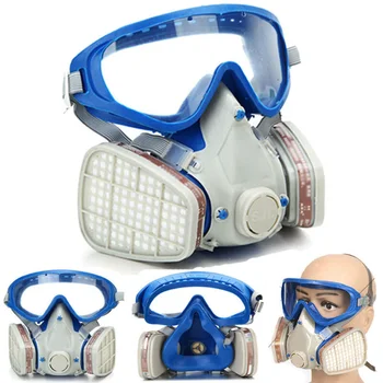 

Face Gas Mask Full Face Facepiece Cover Double Filter Air Breathing Chemical Gas Protection Mask Respirators Filter Safety Masks