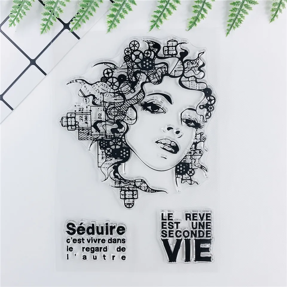 

11*16 NEW French Fashion Girl Transparent Clear Stamps Bullet Journal Seal For Scrapbooking Rubber Stamp Photo Album Card Making
