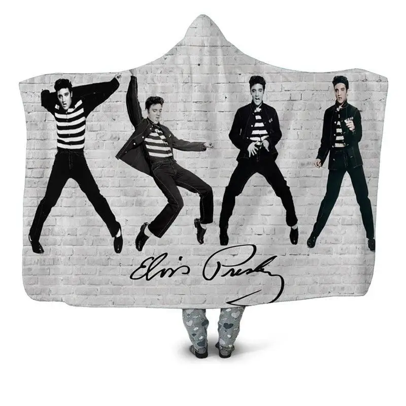 

Elvis Presley Hooded Blanket 3D full print Wearable Blanket Adults men women Fleece Blanket