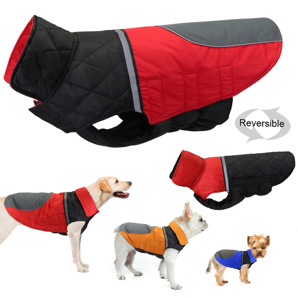Waterproof Pet Dog Clothes Reflective Winter Dog Jacket Vest Reversible