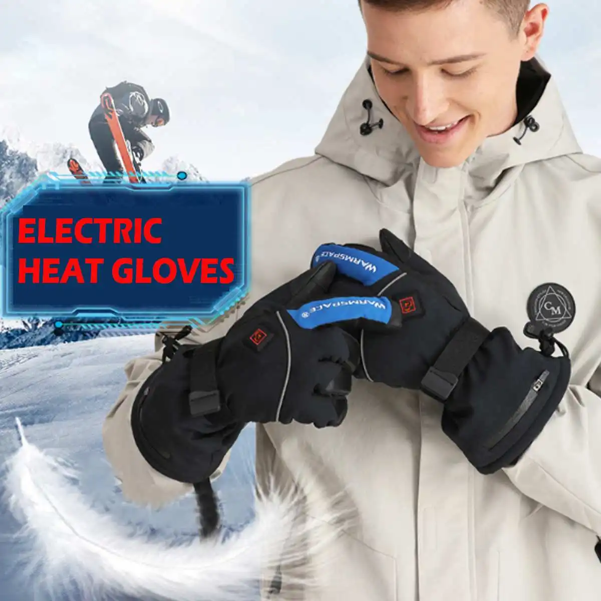 

4x Battery Winter USB Hand Warmer Electric Thermal Gloves Waterproof Heated Gloves Rechargeable For Motorcycle Ski Gloves