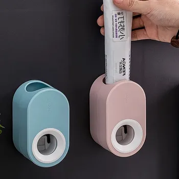 

New Automatic Toothpaste Dispenser Dust-proof Toothbrush Holder Wall Mount Stand Bathroom Accessories Set Toothpaste Squeezer