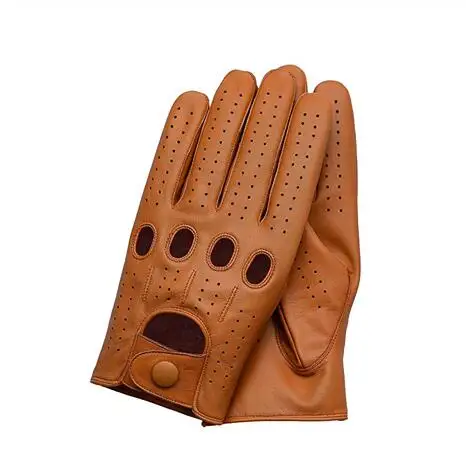 New Arrival Mens Gloves Goatskin Leather Riding Driving Gloves Full Finger Non unlined Slip Mitten For Male Real Leather Gloves 