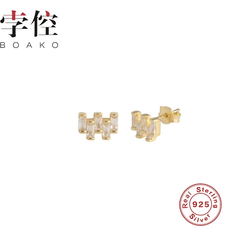 

BOAKO Personality Crossed Cubic Zircon Stud Earrings 925 Sterling Silver Earrings For Women Earring Silver Jewelry Brincos