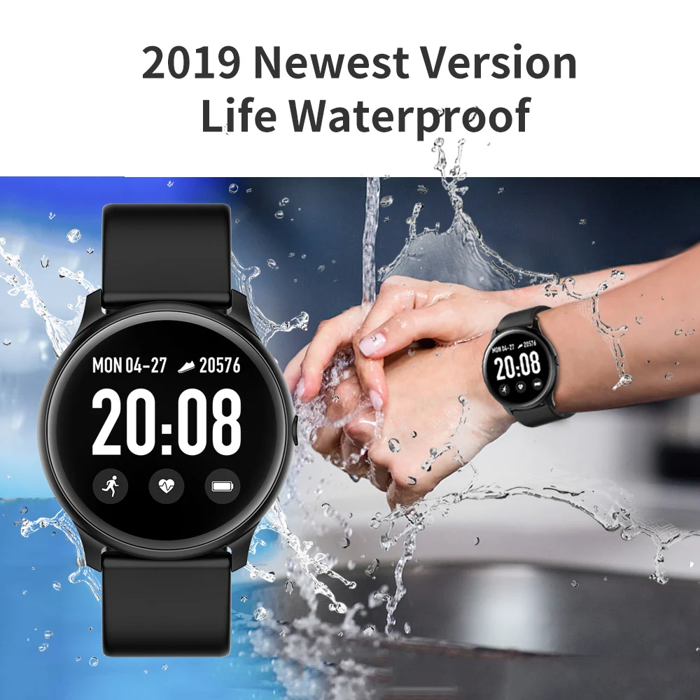 Billige KW19 Smart Uhr Frauen Herz Rate Monitor IP67 Wasserdicht Männer Blut Sauerstoff Sport Uhr Fitness Tracker Für Android IOS