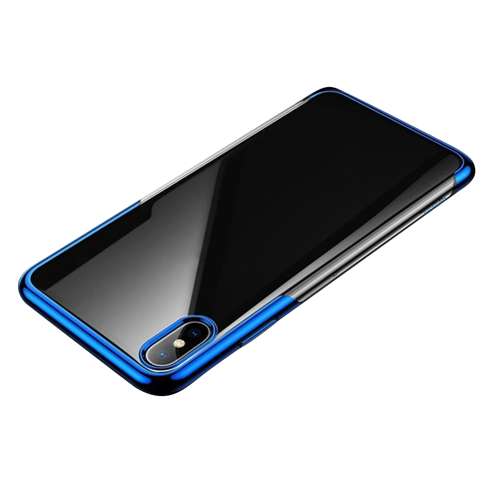 Рамочный чехол ТПУ чехол с металлическим эффектом для iphone XR чехол X XS, 6, 6 S, 7, 8, 11 бампера для iphone 11 чехол s 11PRO 11PRO MAX 8Plus 7plus 6plus кейс - Цвет: Blue