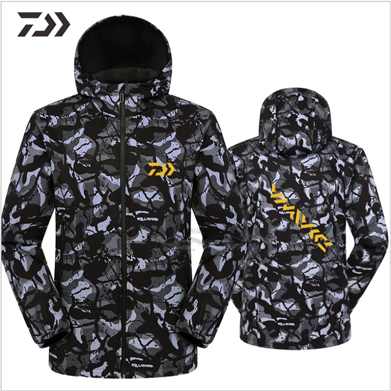 Daiwa с флисовым подкладом для прогулок, теплая мягкая оболочка Водонепроницаемый куртка Мужская Скалолазание Мужской Охота тактические военные куртки Термальность Рыбалка одежда