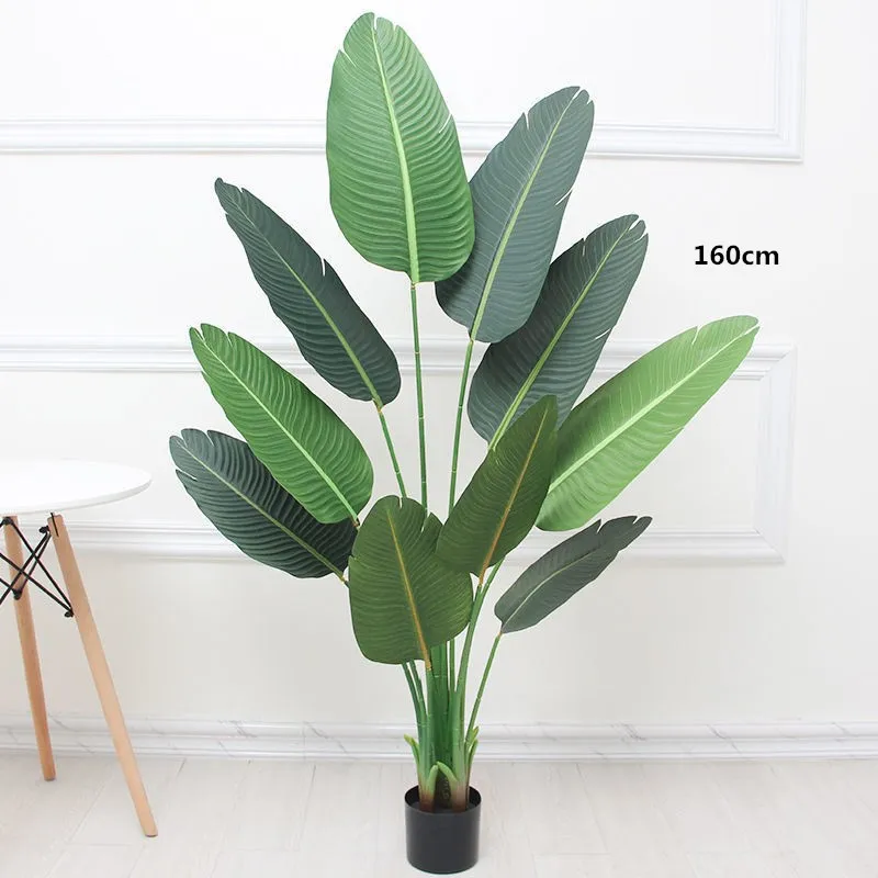 

160cm10 Fork Large Artificial Banana Tree Plants Green Plastic Palm Tree Indoor Fake Big Leaves Potted Hotel Office Home Decor