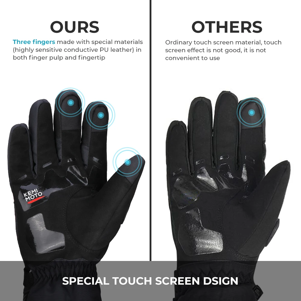Продажа KEMiMOTO зимние теплые мотоциклетные перчатки с сенсорным экраном водонепроницаемые ветрозащитные защитные зимние перчатки мужские Guantes Moto ...