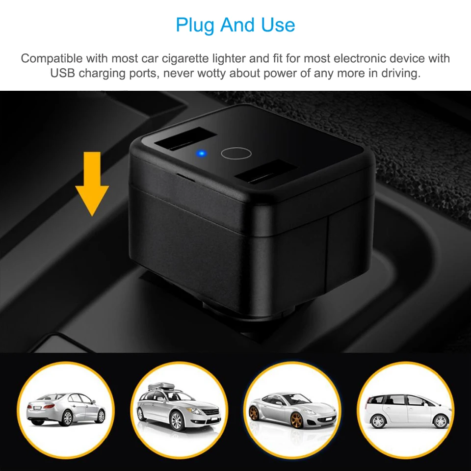 Concox уникальный HVT001 автомобильное зарядное устройство gps трекер с двумя USB
