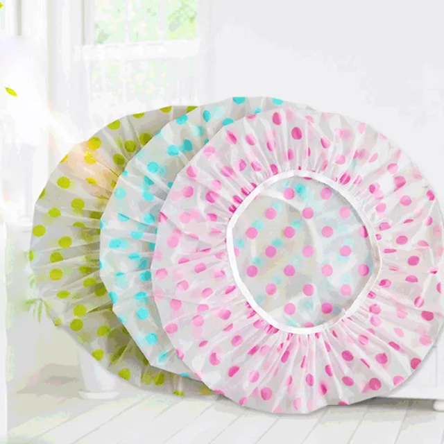 Nők Műanyag Pont Nyomtatás Vastagított Vízálló Zuhanysapka Eldobható, Elasztikus Fürdő Kalap Zuhany Színes Sapka A Fodrászathoz